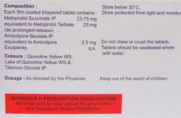 Met Xl Am 25/2.5mg Strip Of 20 Tablets
