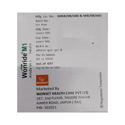 Wonride M 1mg Strip Of 15 Tablets