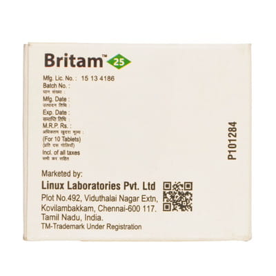 Britam 25 Mg Strip Of 10 Tablets