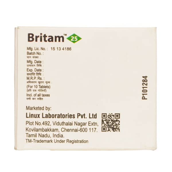 Britam 25Mg Strip Of 10 Tablets