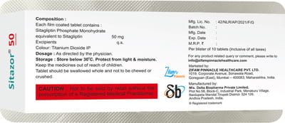 Sitazor 50mg Strip Of 10 Tablets