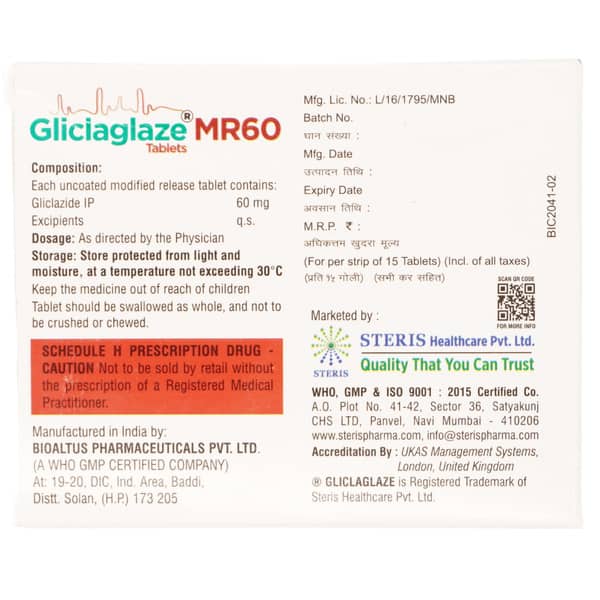 Gliclaglaze Mr 60Mg Strip Of 15 Tablets