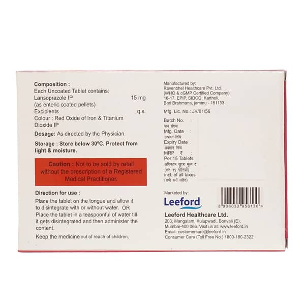 Lansoford 15Mg Junior Strip Of 15 Tablets
