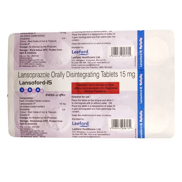 Lansoford 15Mg Junior Strip Of 15 Tablets