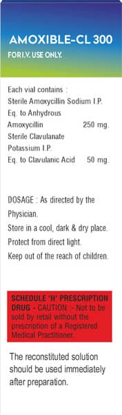Amoxible Cl 300mg Dry Vial Of 1 Powder For Injection