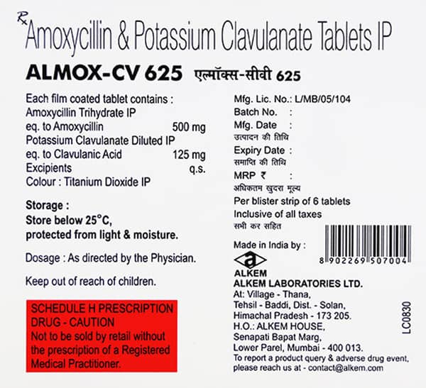 Almox CV 625 Tablet