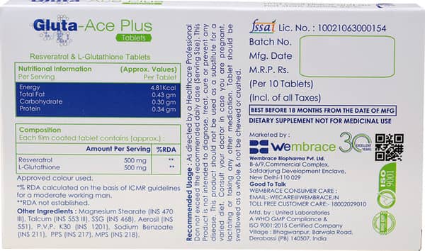 Gluta Ace Plus Strip Of 10 Tablets