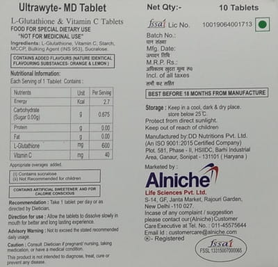 Ultrawyte Md Orange And Lemon Flavour Strip Of 10 Tablets