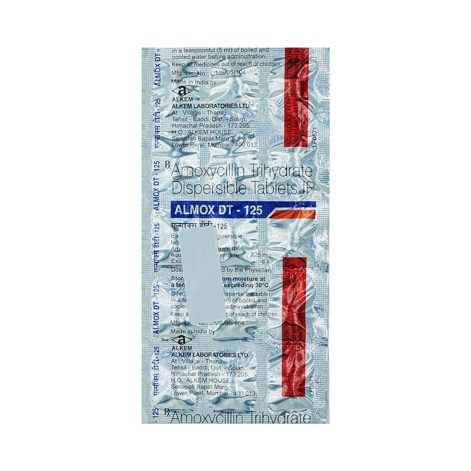 almox dt 125mg tablets