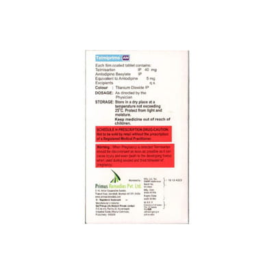 Telmiprime Am 40mg Strip Of 15 Tablets