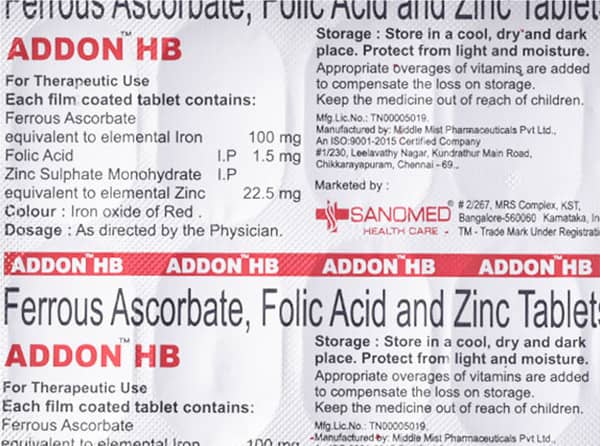 Addon Hb Strip Of 10 Tablets