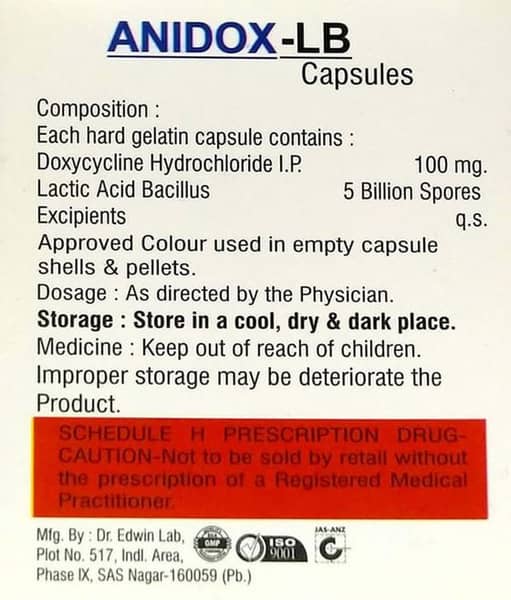 Anidox Lb Strip Of 10 Capsules