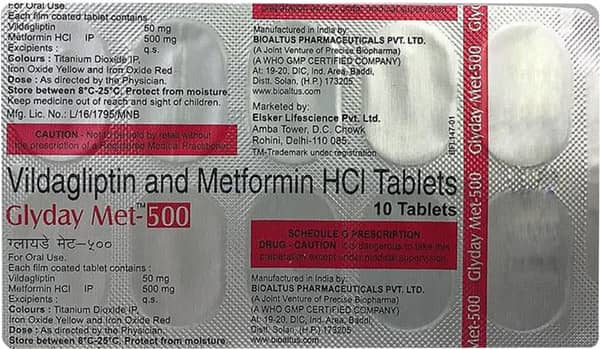 Glyday Met 500Mg Strip Of 10 Tablets