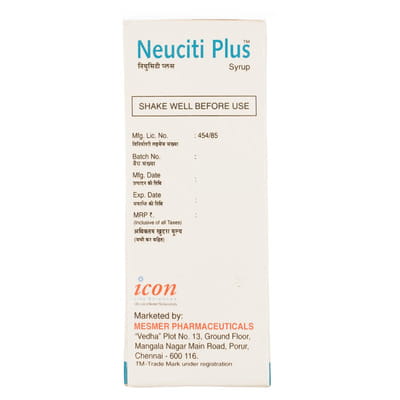 Neuciti Plus Sugar Free Bottle Of 60ml Syrup