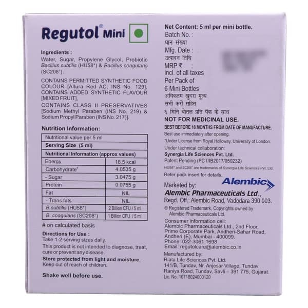 Regutol Mini Bottle Of 5ml Oral Liquid