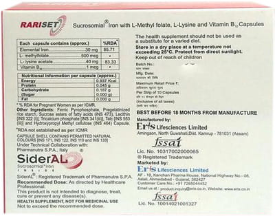 Rariset Strip Of 10 Capsules