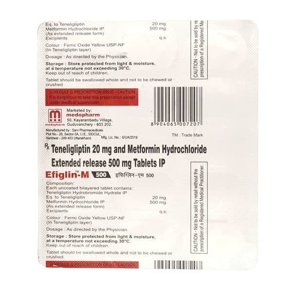 Efiglin M 500Mg Strip Of 15 Tablets