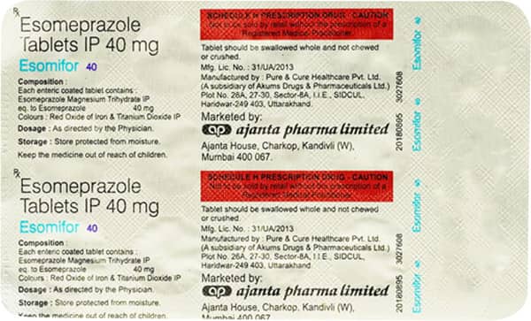 Esomifor 40mg Strip Of 15 Tablets