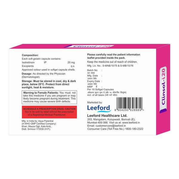 Clinsol I 20Mg Strip Of 10 Softgel Capsules