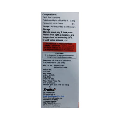 Cetrizine Bottle Of 30ml Syrup