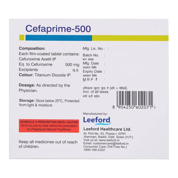 Cefaprime 500Mg Strip Of 10 Tablets