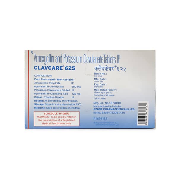 Clavcare 625Mg Strip Of 10 Tablets