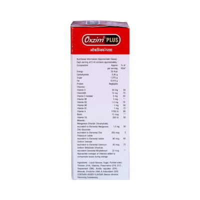 Oxzim Plus Mixed Fruit Flavour Bottle Of 200ml Syrup