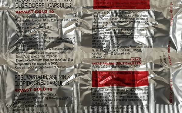 Arvast Gold 10mg Strip Of 10 Capsules