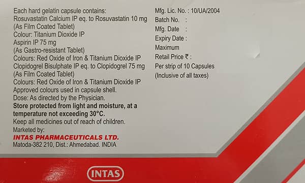 Arvast Gold 10mg Strip Of 10 Capsules