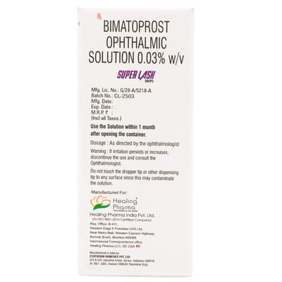 Super Lash 0.03% Bottle Of 3ml Eye Drops