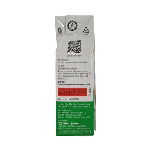 Electral Z Plus Delicious Orange Flavour Tetrapack Of 200Ml Oral Liquid