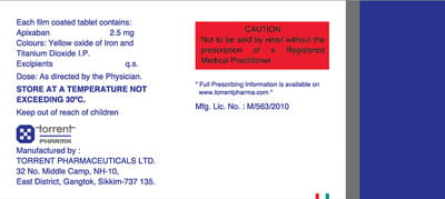 Apixator 2.5mg Strip Of 10 Tablets