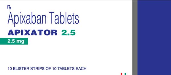 Apixator 2.5mg Strip Of 10 Tablets