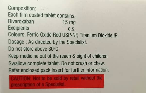 रिवाफ्लो 15एमजी की स्ट्रिप 10 टैबलेट्स