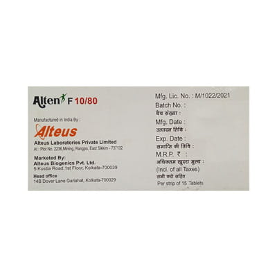 Alten F 10/80mg Strip Of 15 Tablets