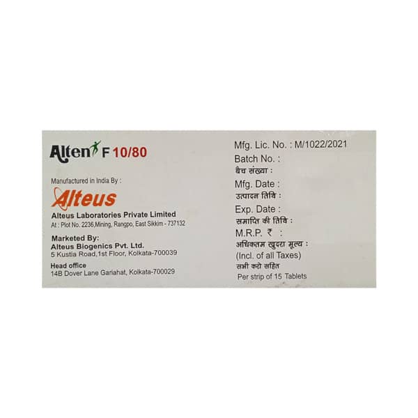 Alten F 10/80Mg Strip Of 15 Tablets