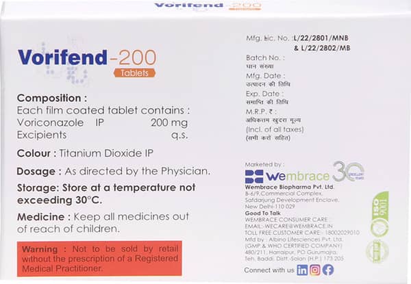 Vorifend 200Mg Strip Of 4 Tablets (Wembrace)