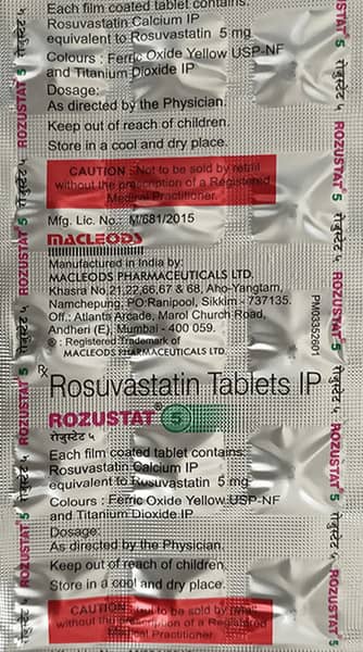 Rozustat 5mg Strip Of 15 Tablets
