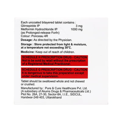 Glimicure M 3mg Forte Strip Of 15 Tablets