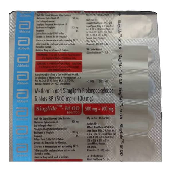 Siaglide M Od 100/500mg Strip Of 15 Tablets