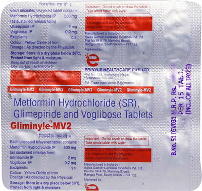 Gliminyle Mv 2mg Strip Of 15 Tablets