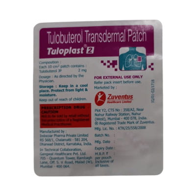 Tuloplast 2mg Transdermal Packet Of 14 Patches