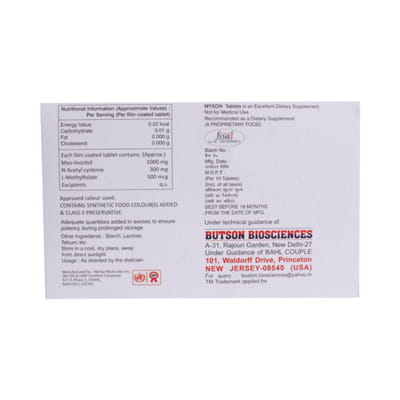 Myson 2000mg Strip Of 10 Chewable Tablets