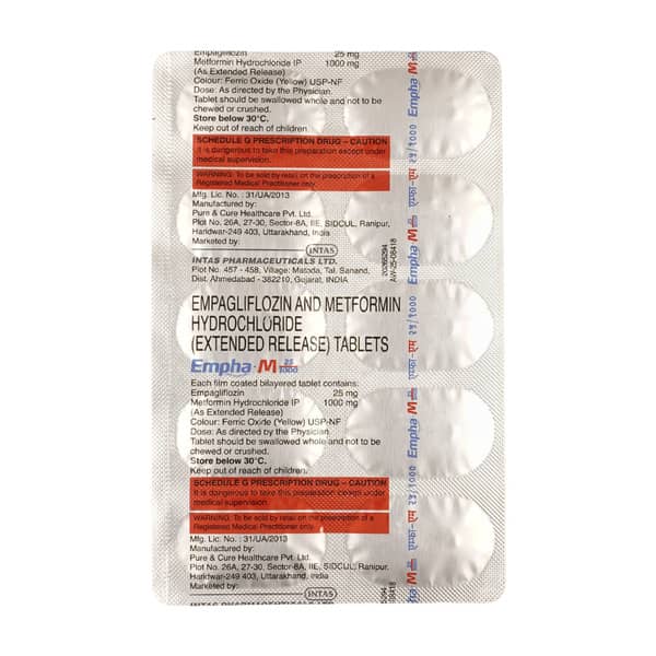 Empha M 25/1000Mg Strip Of 10 Tablets