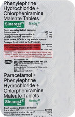 Sinarest New Strip Of 15 Tablets