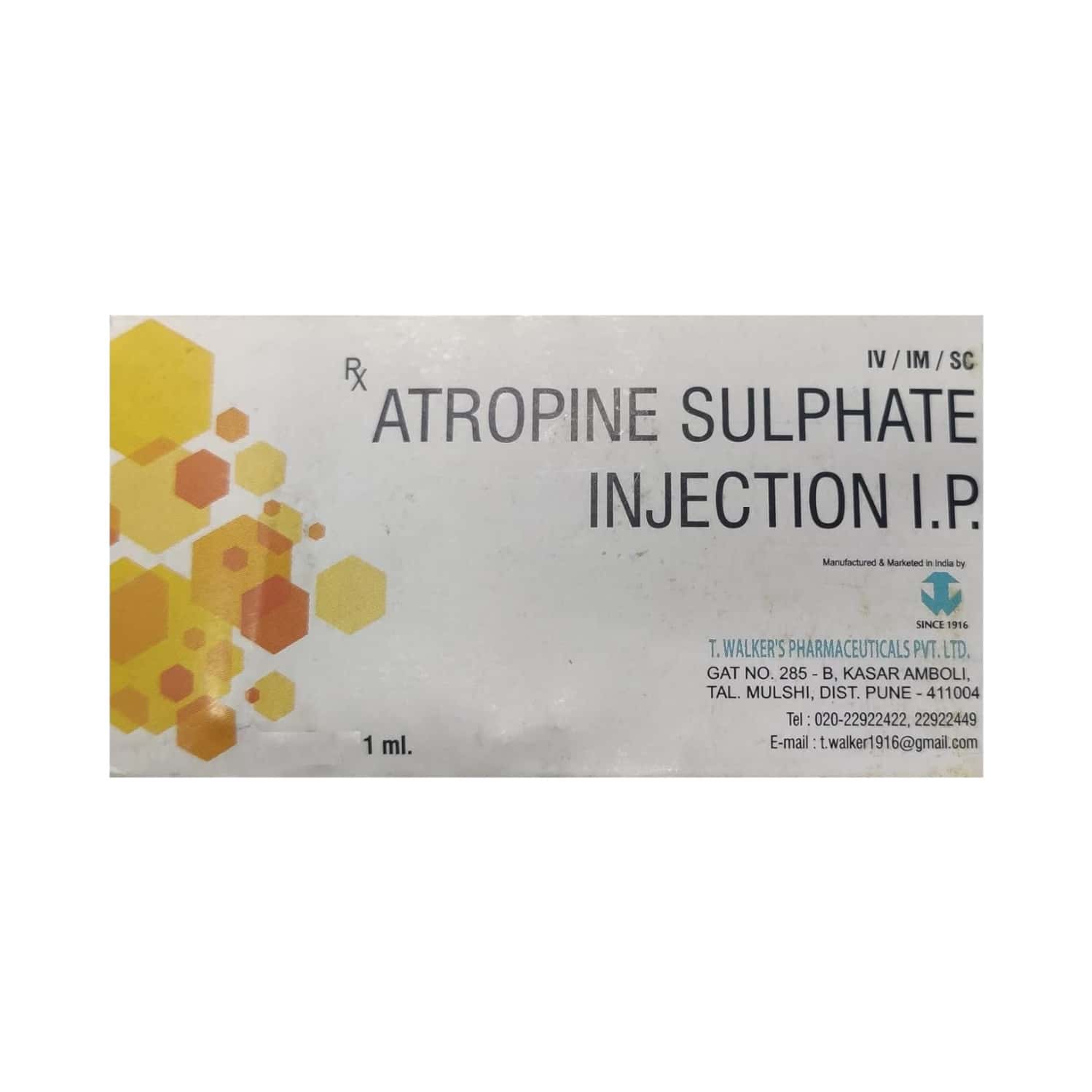 atropine sulphate ampoule of 1ml solution for injection