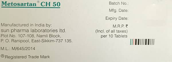 Metosartan Ch 50mg Strip Of 10 Tablets