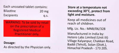 Bilazap 20mg Strip Of 10 Tablets