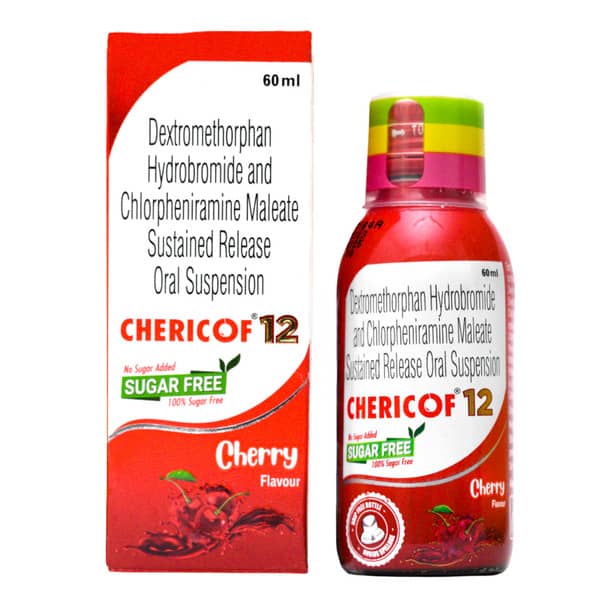 Chericof 12 Cherry Flavour Sugar Free Bottle Of 60ml Suspension