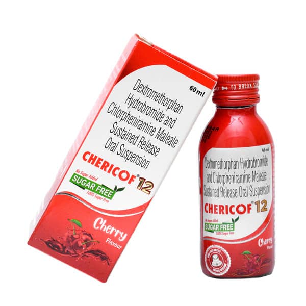 Chericof 12 Cherry Flavour Sugar Free Bottle Of 60ml Suspension